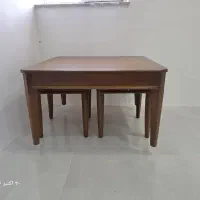 میز چوبی با دو عدد عسلی