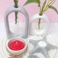 سنگ مصنوعی، دکوری، گلدون، گلجا، دکوری سفید طوسی|صنایع دستی و سایر لوازم تزئینی|خنج, |دیوار