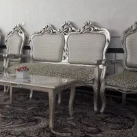 مبل استیل ۸نفره چوب روس بژ