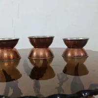 سینی پایه دار و کاسه ماست خوری مسی