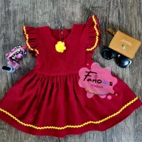 لباس دخترانه مخمل کبریتی آستین فرشته