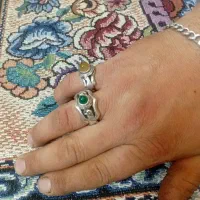 انگشتر شرف الشمس و دسته دلبر عقیق سبز