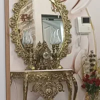 آینه شمعدون برنز به همراه ساعتش