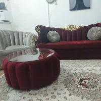 راحتی پنج نفره مدل صدفی جلومبلی شیشه قطر هشتاد