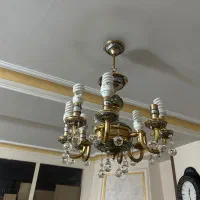 دو عدد لوستر ۸ شاخه طلایی اب کاری