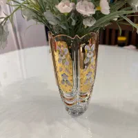 گلدان کریستال طلاکوب اصل چک