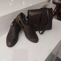 ست کیف و کفش چرمی