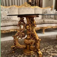 مبل استیل ۷ نفره ورقه طلا تشک دوبل در حد نو