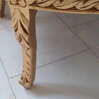 میز گرد چوب منبت کاری شده باشیشه زخیم|میز و صندلی غذاخوری|پردیس, کمرد|دیوار