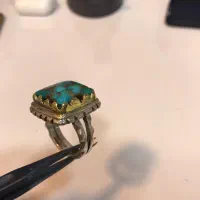 انگشتر نقره دستساز نگین فیروزه اصل