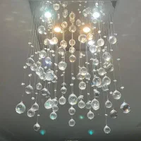 دو عدد لوستر مدل کریستال اشکی