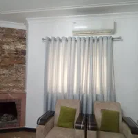 پرده کتان رنگ طوسی