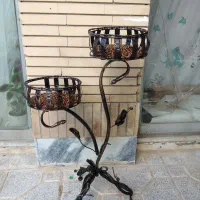 پایه گلدان فرفورژه. ازنوع چوب بامبو