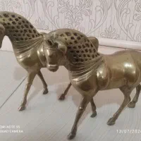 یک جفت مجسمه اسب برنج اروپایی،سنگین،کاردست