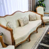 یک دست مبل کوئین ۵ نفره با بهترین چوب و پارچه