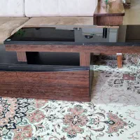 میز تلویزیون دو تکه با شیشه