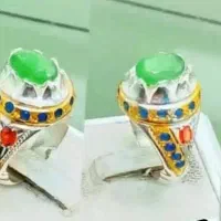 انگشتر سنگ زمرد و توپاز دست ساز 925عیار