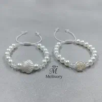 دستبند مرواریدی صدف و رز