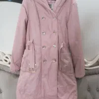 کاپشن بلند دخترانه صورتی کم رنگ