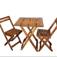 میز و صندلی تمام چوب تاشو کافه مدل تیدا کد 90