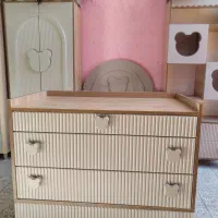 نفتی خرسی سه تیکه سیسمونی سرویس چوب نوزاد