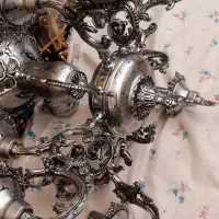 یک عدد لوستر برنزی رنگ سیلور با طراحی زیبا|لوستر و چراغ آویز|همدان, |دیوار