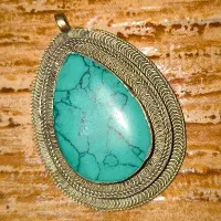 عتیقه گردن آویز فیروزه
