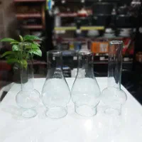 شیشه چراغ نفتی گردسوز  و لامپا (4 عددی)