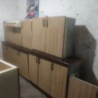 کابینت بدنه فلز درب ام دی اف با سینک و هود و صفحه