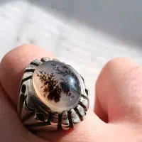 انگشتر نقره شجر قائنات و جواهری کلکسیونی و دستساز