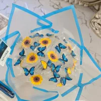 رز روبانی و پروانه و افتابگردون گل عروس