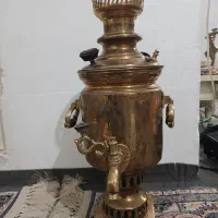 سماور ذغالی مجسمه برنجی ظرف مسی