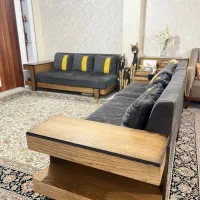 مبلمان اِل 6 نفره با دکوری و باکس چوبی