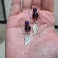 گوشواره نقره سنگ آماتیس تراش