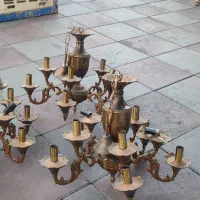 لوستر برنجی قدیمی سه عدد|لوستر و چراغ آویز|کرج, چمن|دیوار