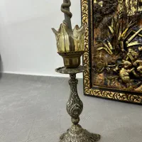 تابلو و شمعدانی چراغ خور برنز اصلی|تابلو، نقاشی، عکس|بوکان, |دیوار