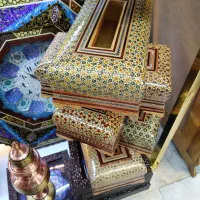 ست جعبه دستمال و کارد چنگال و سطل چوب وخاتم اصفهان|صنایع دستی و سایر لوازم تزئینی|تهران, جنت‌آباد مرکزی|دیوار