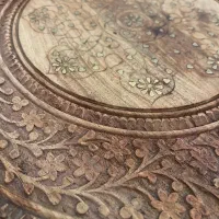 میز عسلی منبت کاری چوبی قدیمی ۲ عدد