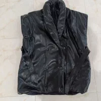 پافر چرمی مشکی داخل ضخیم مینی