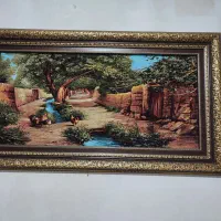 تابلو فرش بزرگ طرح روستا زیبا