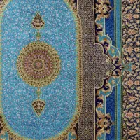 تک قالیچه آبی تار و پود ابریشم ۳ متر|فرش|قم, چهار مردان|دیوار