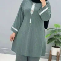 ست تونیک و شلوار یقه هندی