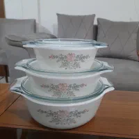 ظرف ۳ تکه پیرکس اصل انگلیس و قدمت حدود ۳۰سال قبل|ظروف سرو و پذیرایی|اندیشه, اندیشه فاز ۱|دیوار