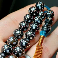 تسبیح هسته خرما نقره کوب