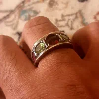 انگشتر  جواهر عتیقه یاقوت زبرجد گارنت