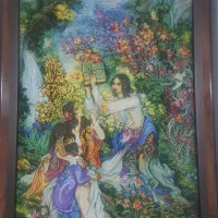 تابلو فرش دستبافت با نخ ابریشم بافت عالی