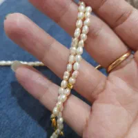 گردنبندو دستبند مروارید پرورشی اصل استیل رنگ ثابت|جواهرات|رشت, رودباری|دیوار
