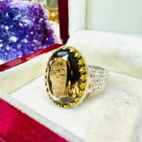 انگشتر فوق کلکسیونی کوارتز دودی رولکس جواهر برزیلی