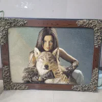 تابلوفرش‌دستبافت‌دختروگرگ‌اصلی|تابلو فرش|لاهیجان, حاجی آباد|دیوار