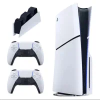 Ps5 slim دیسک خور همراه با دسته اضافه و دایه شارژر